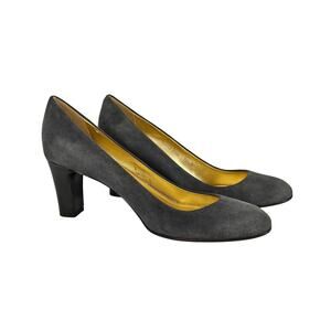 J.CREW WOMEN'S GRAY SUEDE LEATHER ROUND CLOSED TOE PUMP 3" HEELS SIZE 9.5